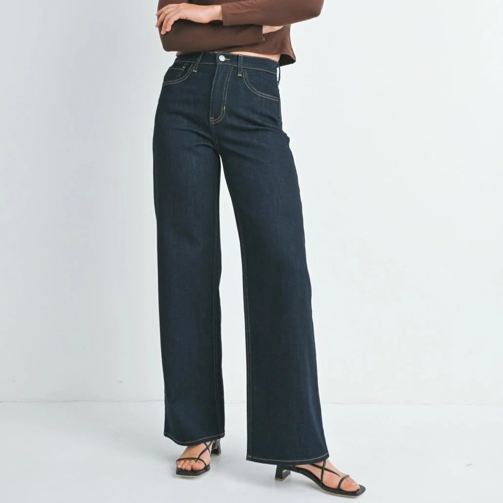 Relaxed Wide Leg Jeans Super Dark