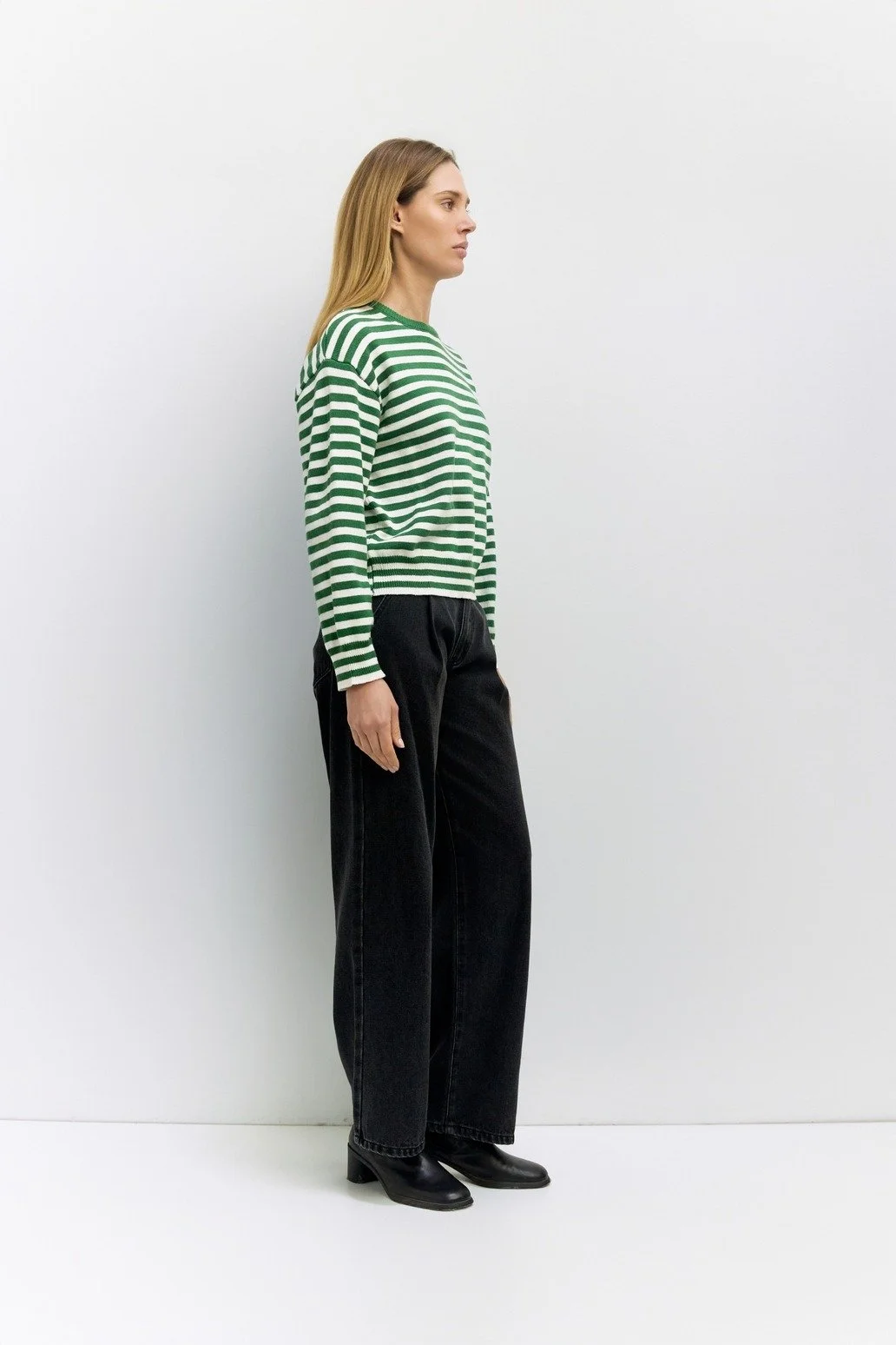 The Kinsley Sweater Green & Ivory Stripe