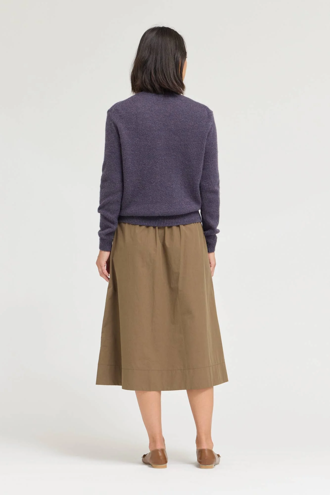 Rolled Neck Button Down Cardigan Plum