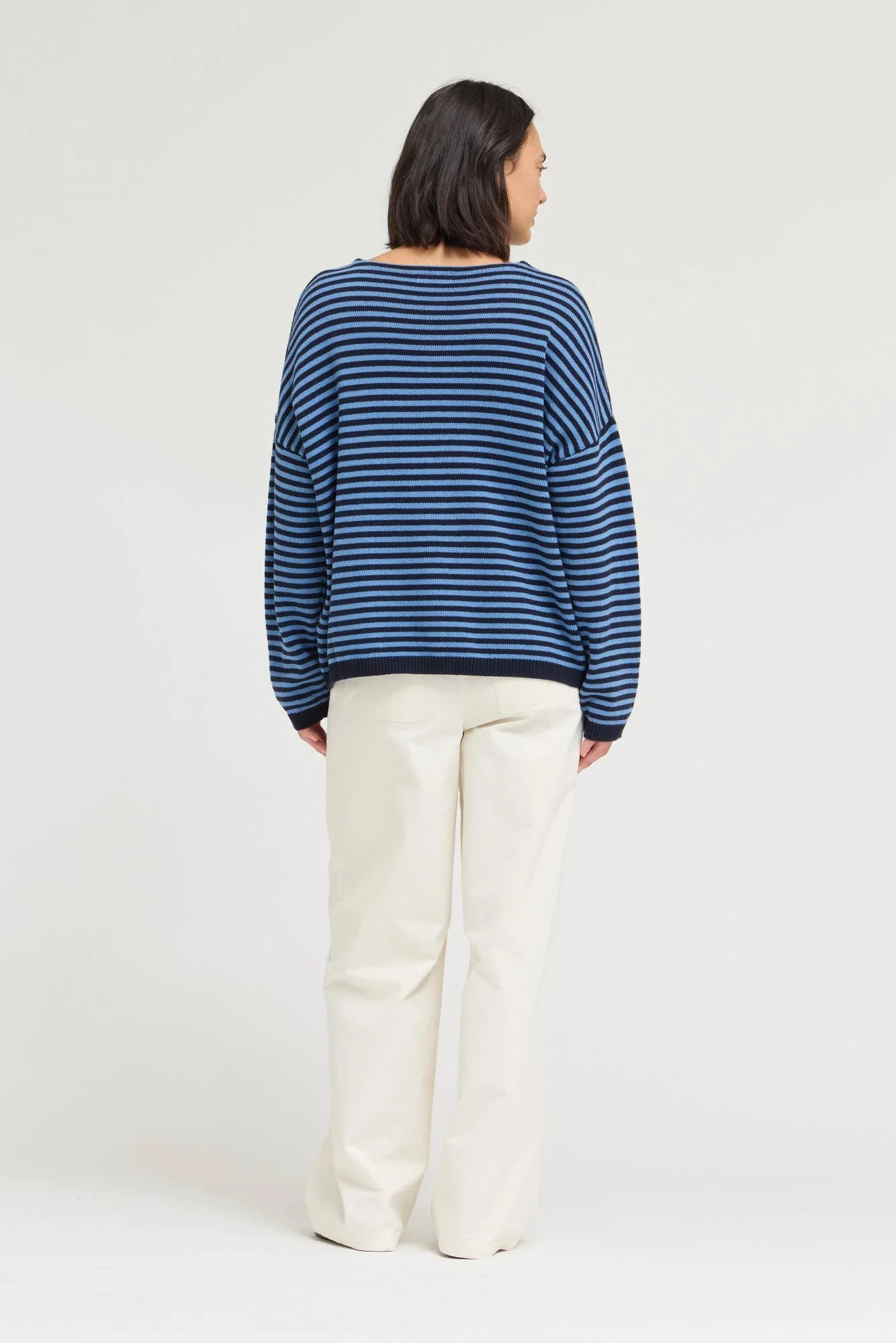 Loose Fit Cotton Sweater Top Midnight Blue