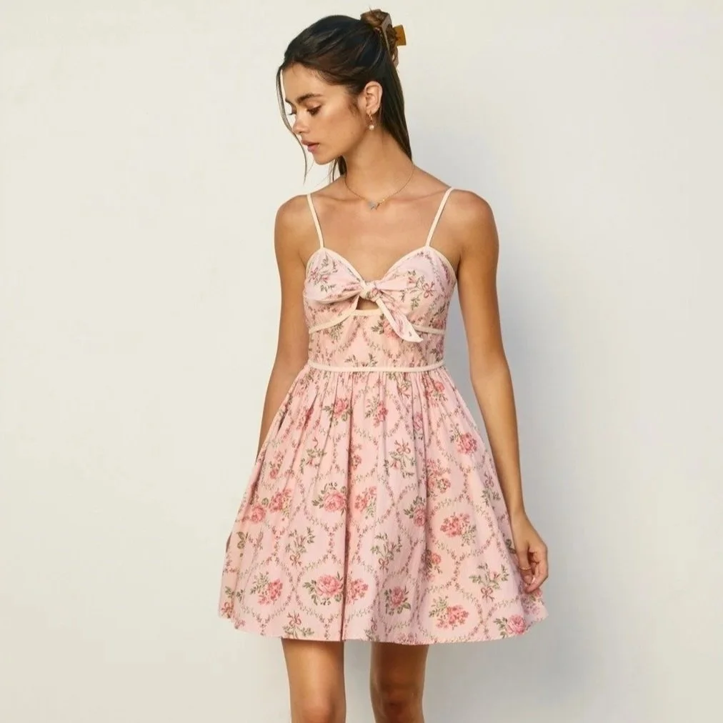 Romantic Garden Mini Sundress Pink