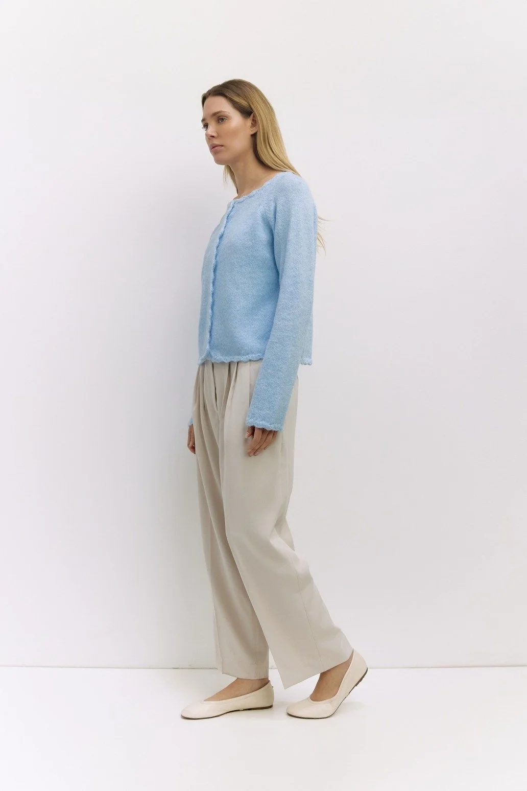 The Tiffany Scalloped Cardigan Baby Blue