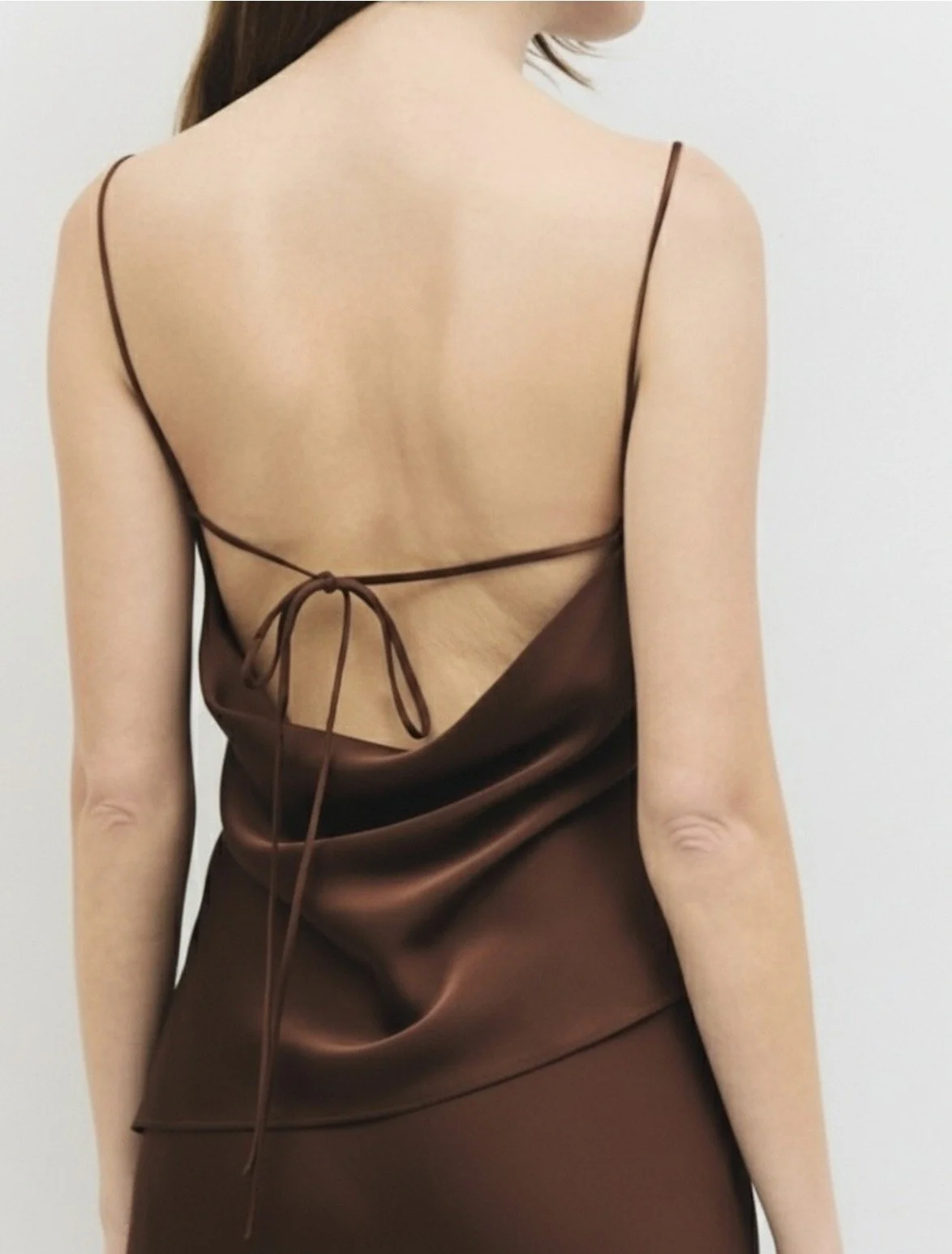 The Elena Satin Top Brown