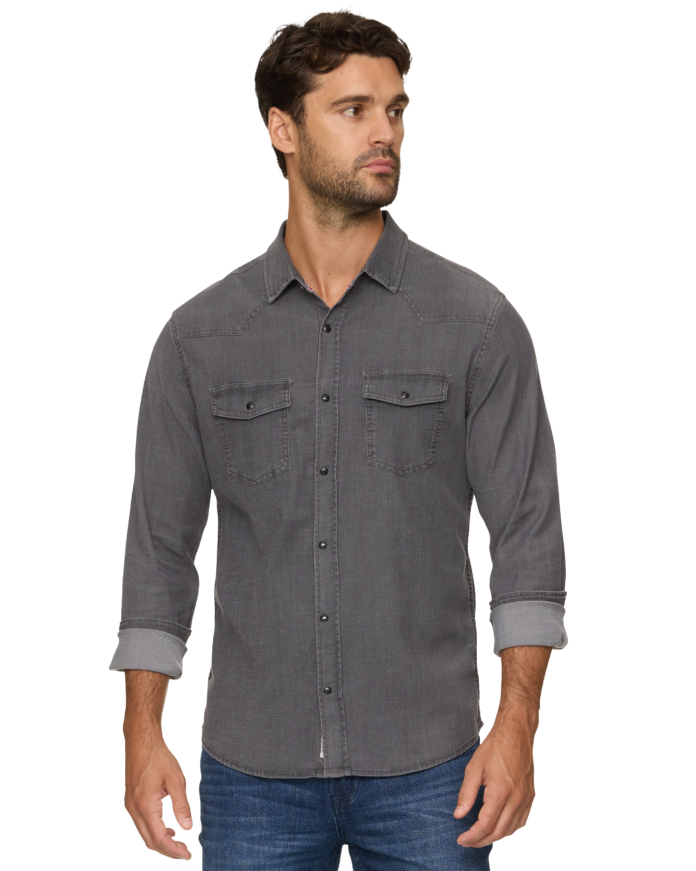 Flag & Anthem Sacramento Chambray Western Shirt Grey