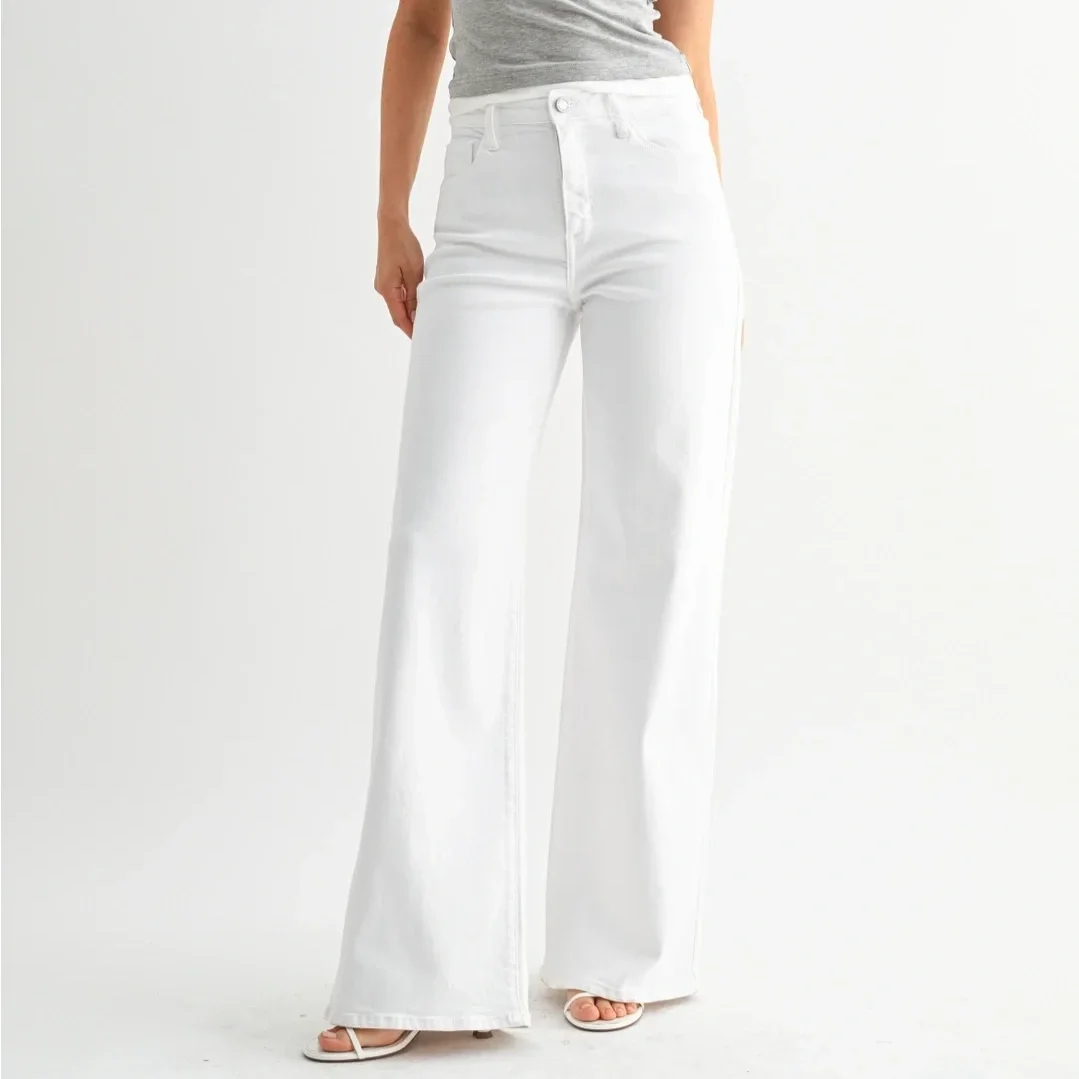 Stretchy Wide Leg Jean Optic White