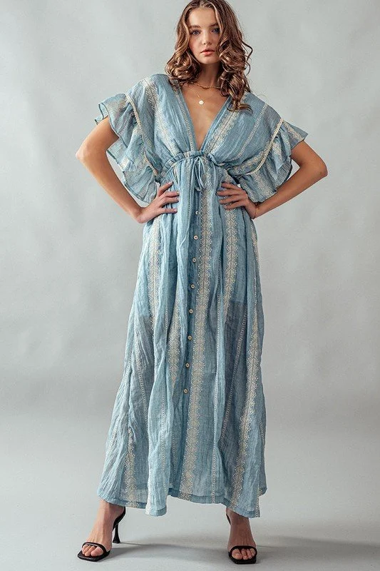 chinese dress ladies Callie Navy Floral Embroidered Maxi Dress – Frock and Frill main image 0