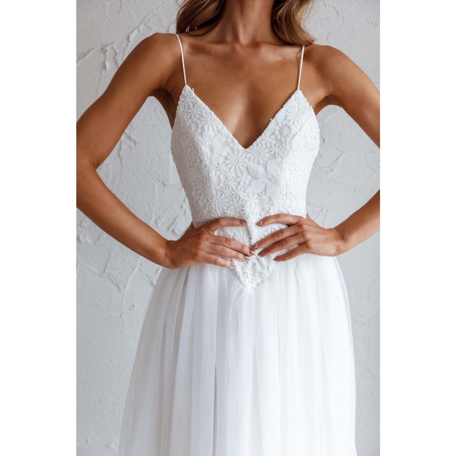 Lace Floral Corset Fit & Flare Midi Dress White