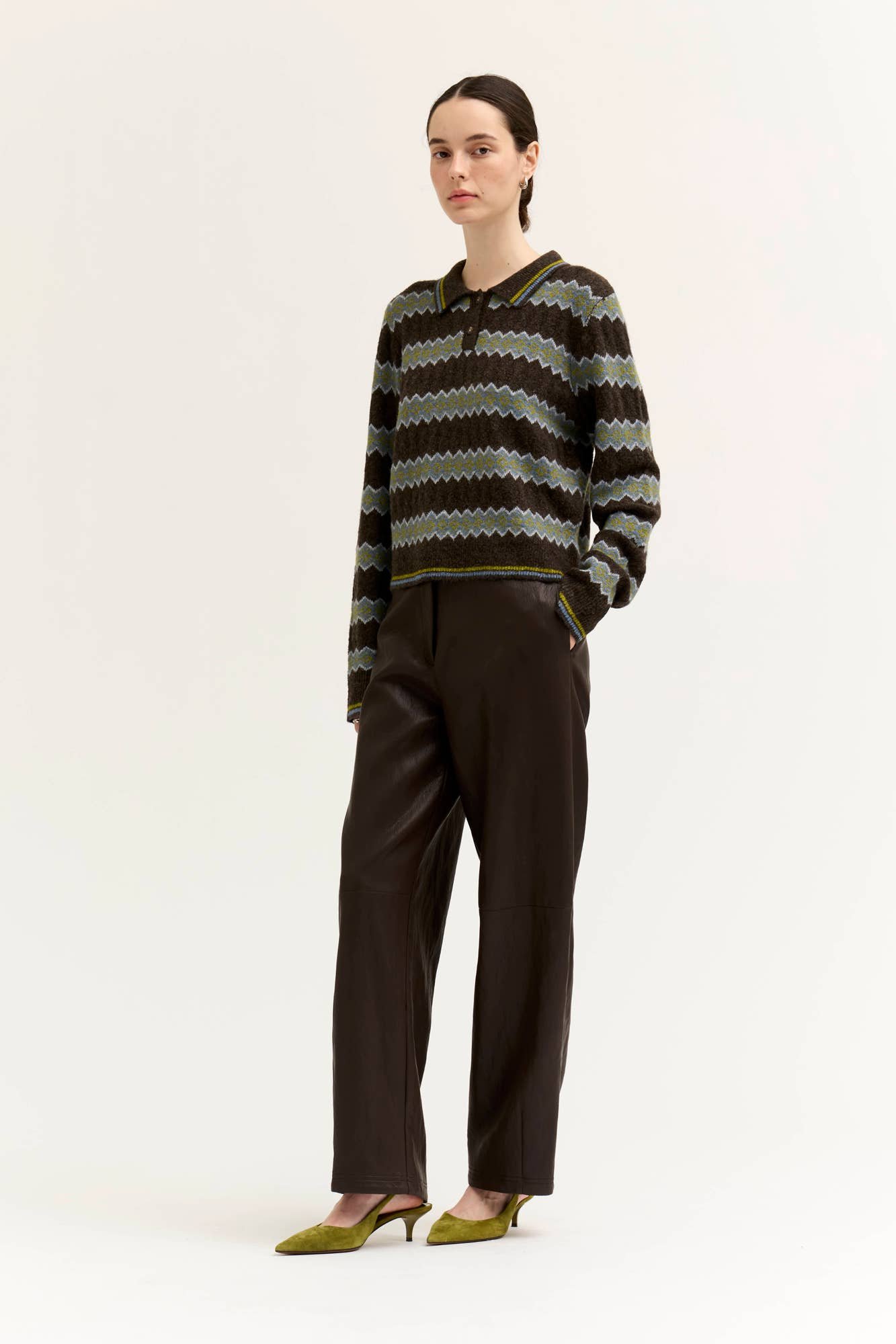Diamond Knit Polo Sweater Chicory