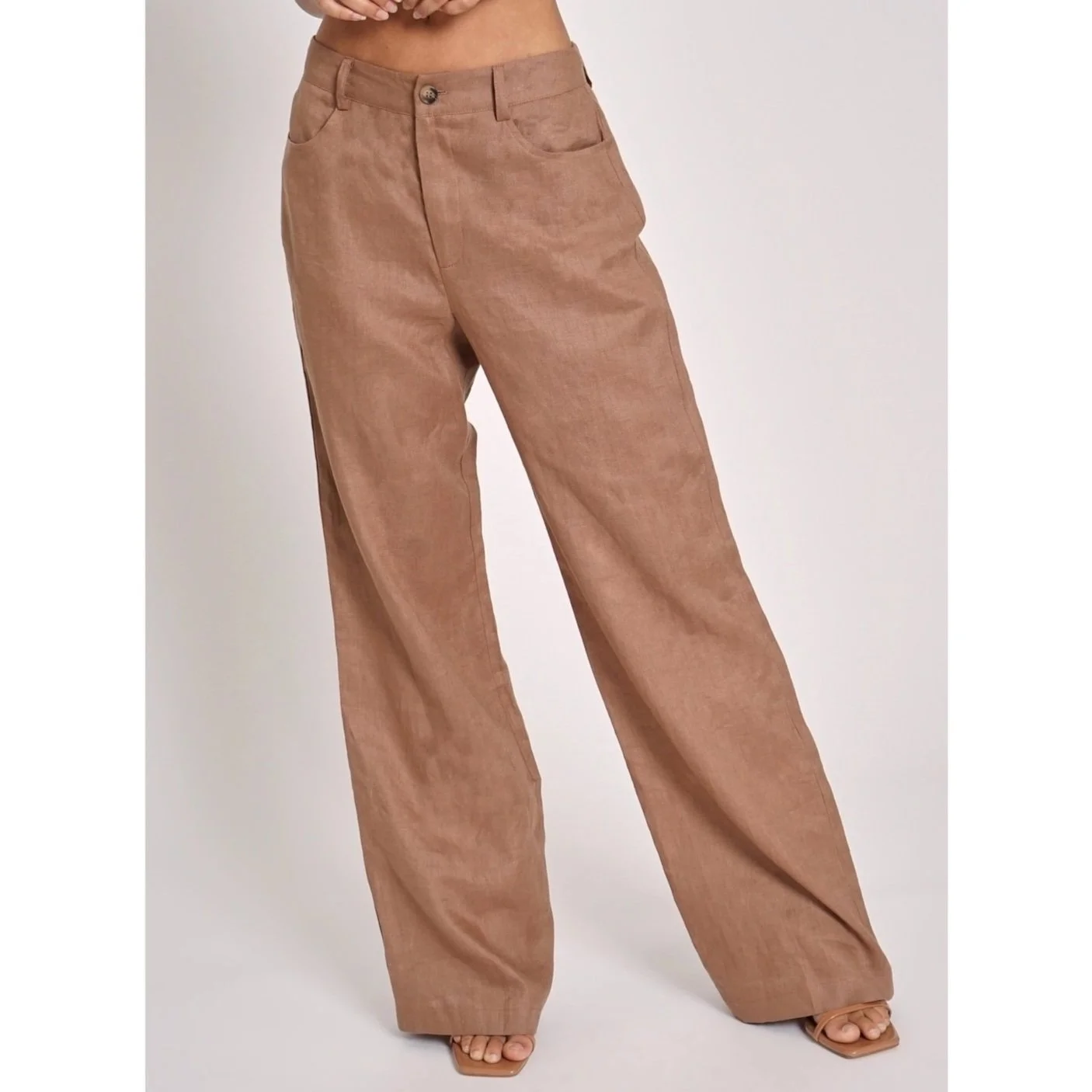 Linen Straight Leg Trouser Coffee