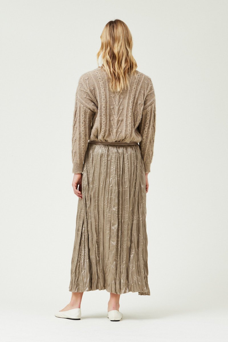 Pleated Midi Skirt Fawn