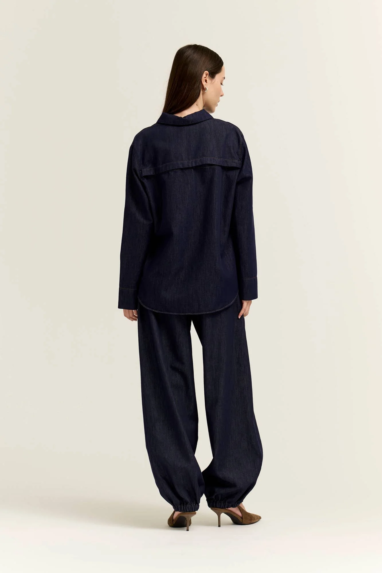 Collared Denim Popover Shirt Indigo