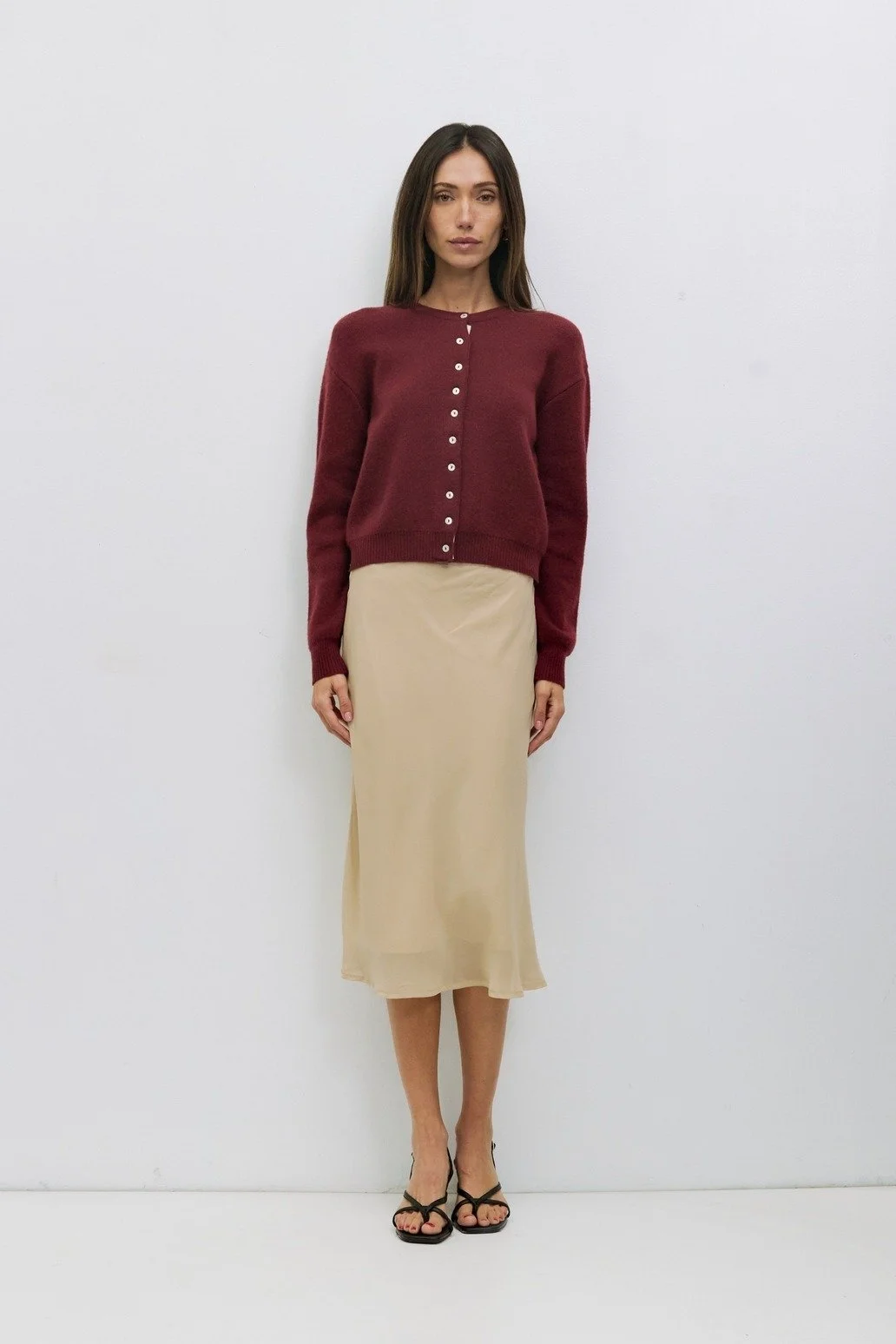 The Malin Button Cardigan Wine