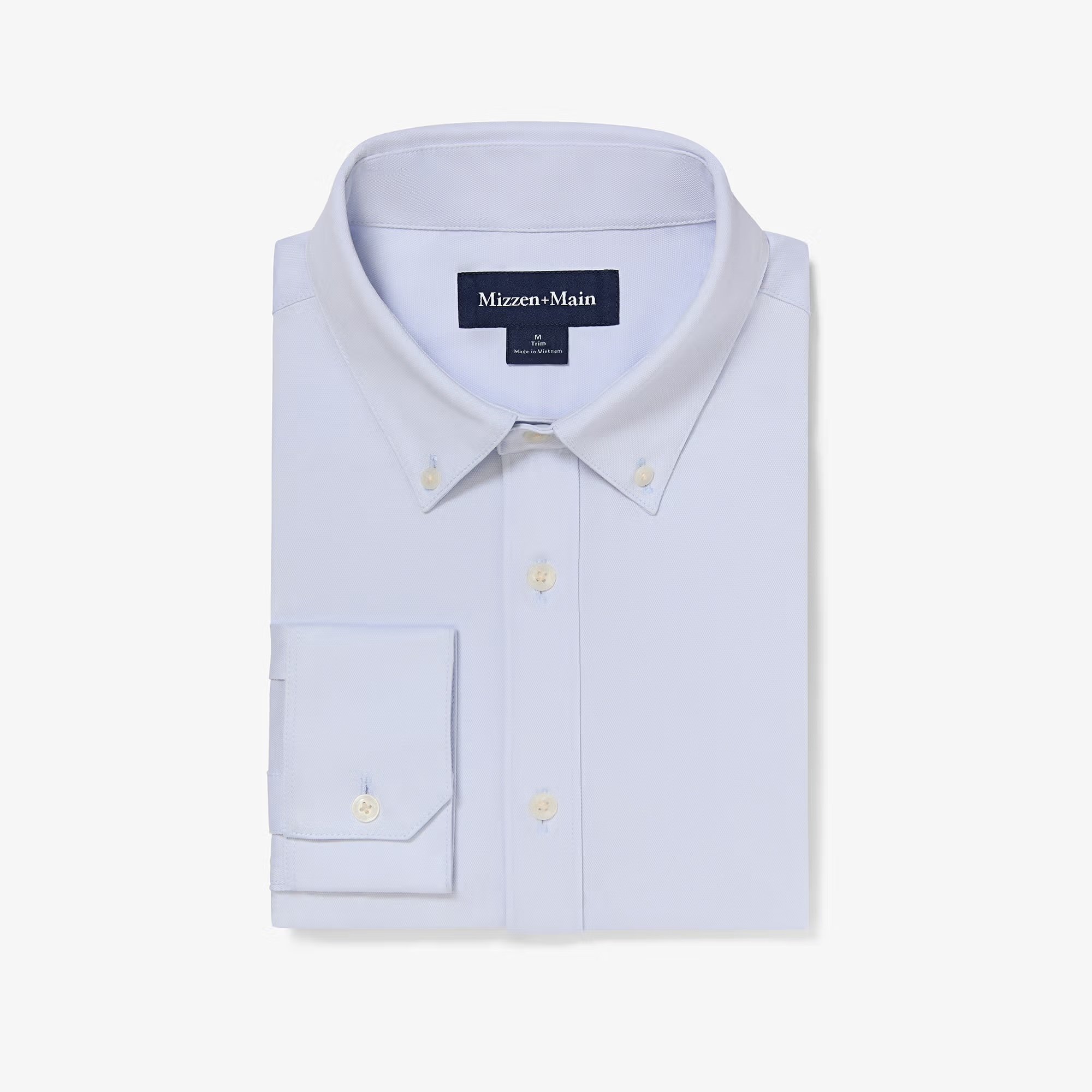 M+M Ellis Oxford No Tuck Sky Solid