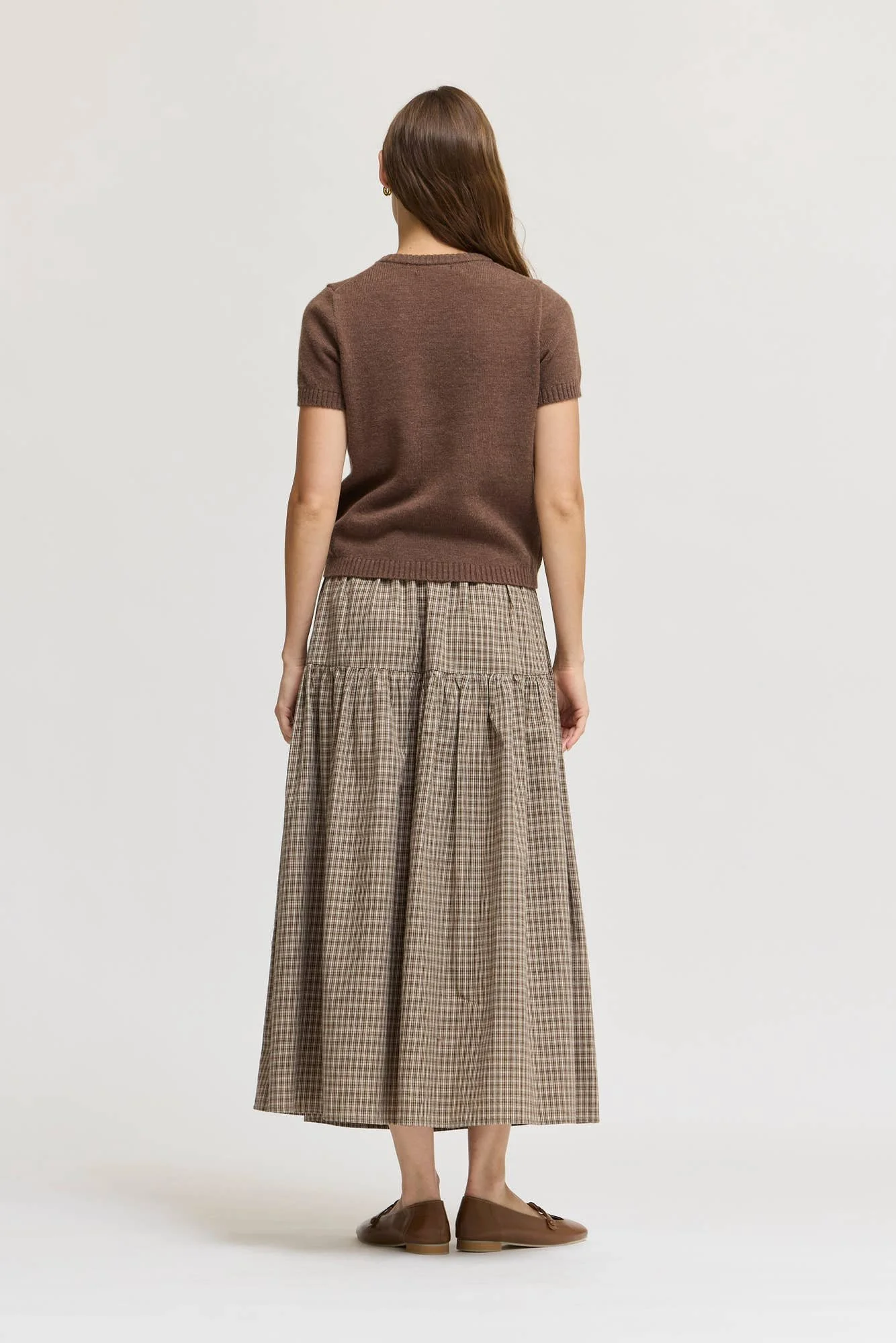 Short Sleeve Knit Sweater Top Chocolate