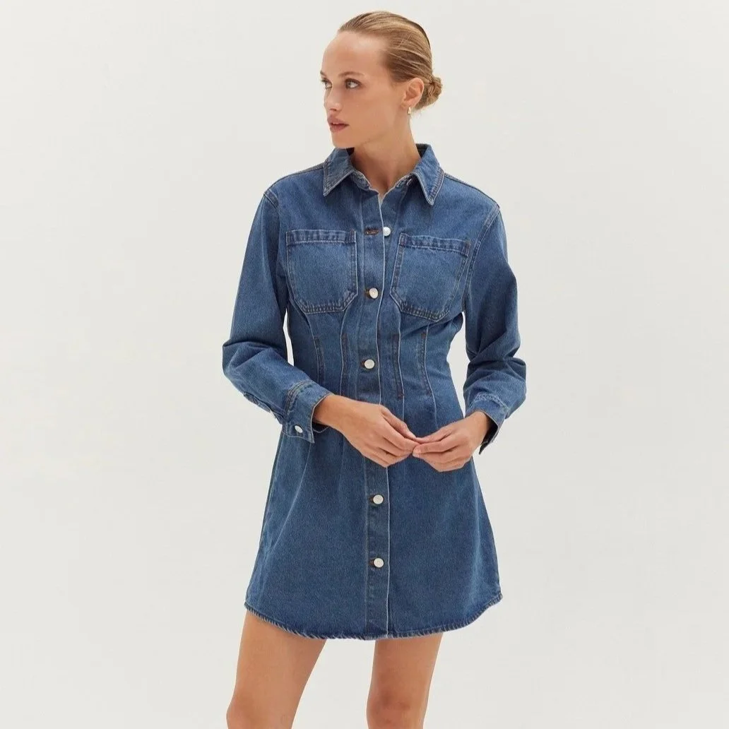 Zae Corset Mini Dress Denim