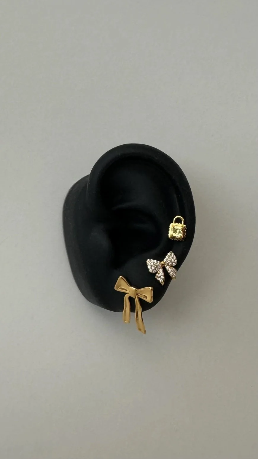 Pave Bow Studs Cubic Zirconia & Gold