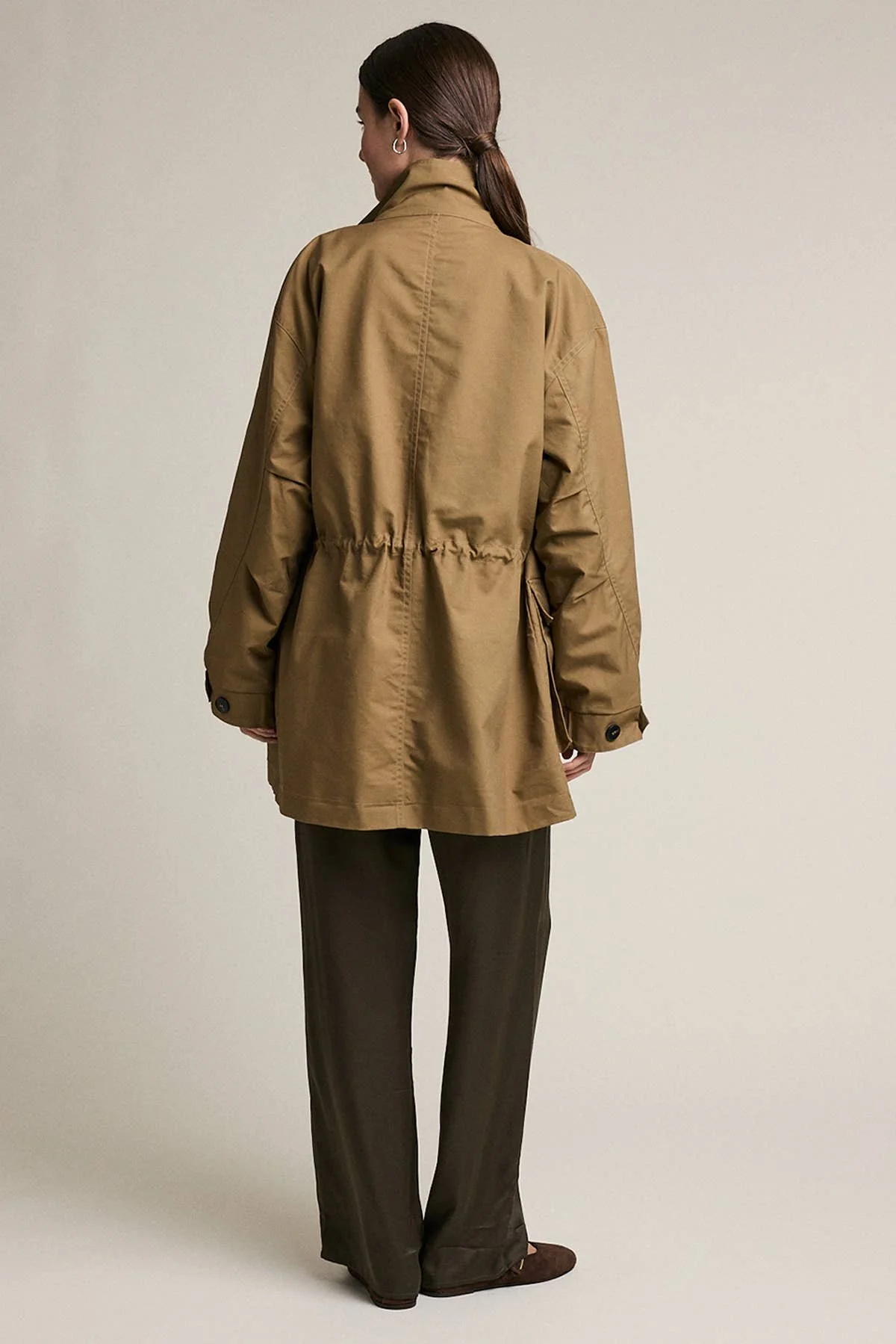 Stand Collar Utility Field Jacket Olive Brown