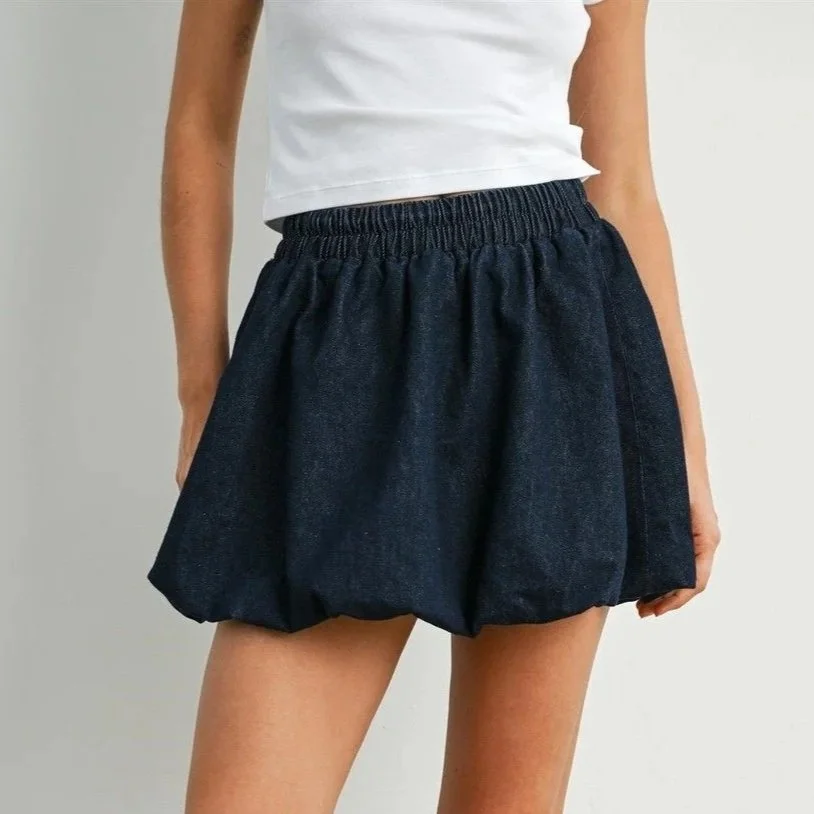 Denim Bubble Skirt Indigo