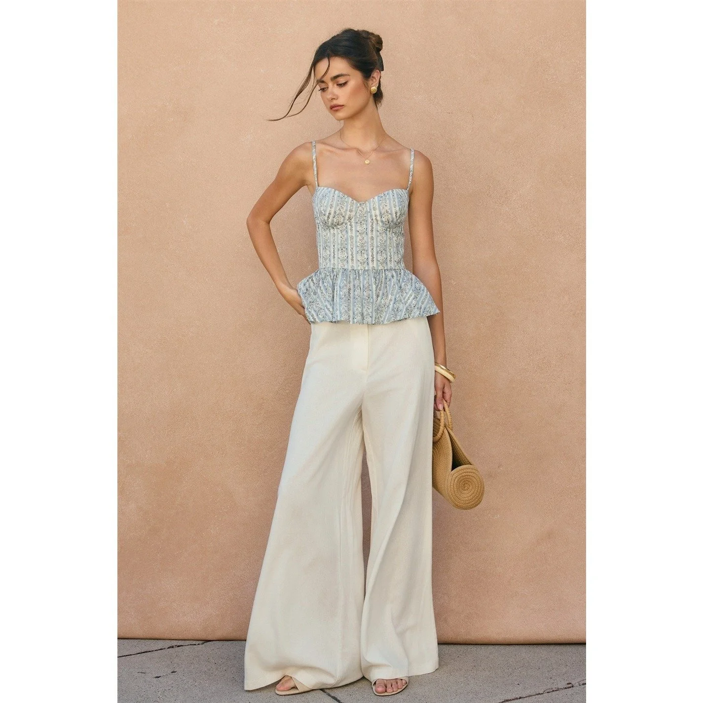 Brume Et Fleur Ruffled Corset Top Sweet Blue