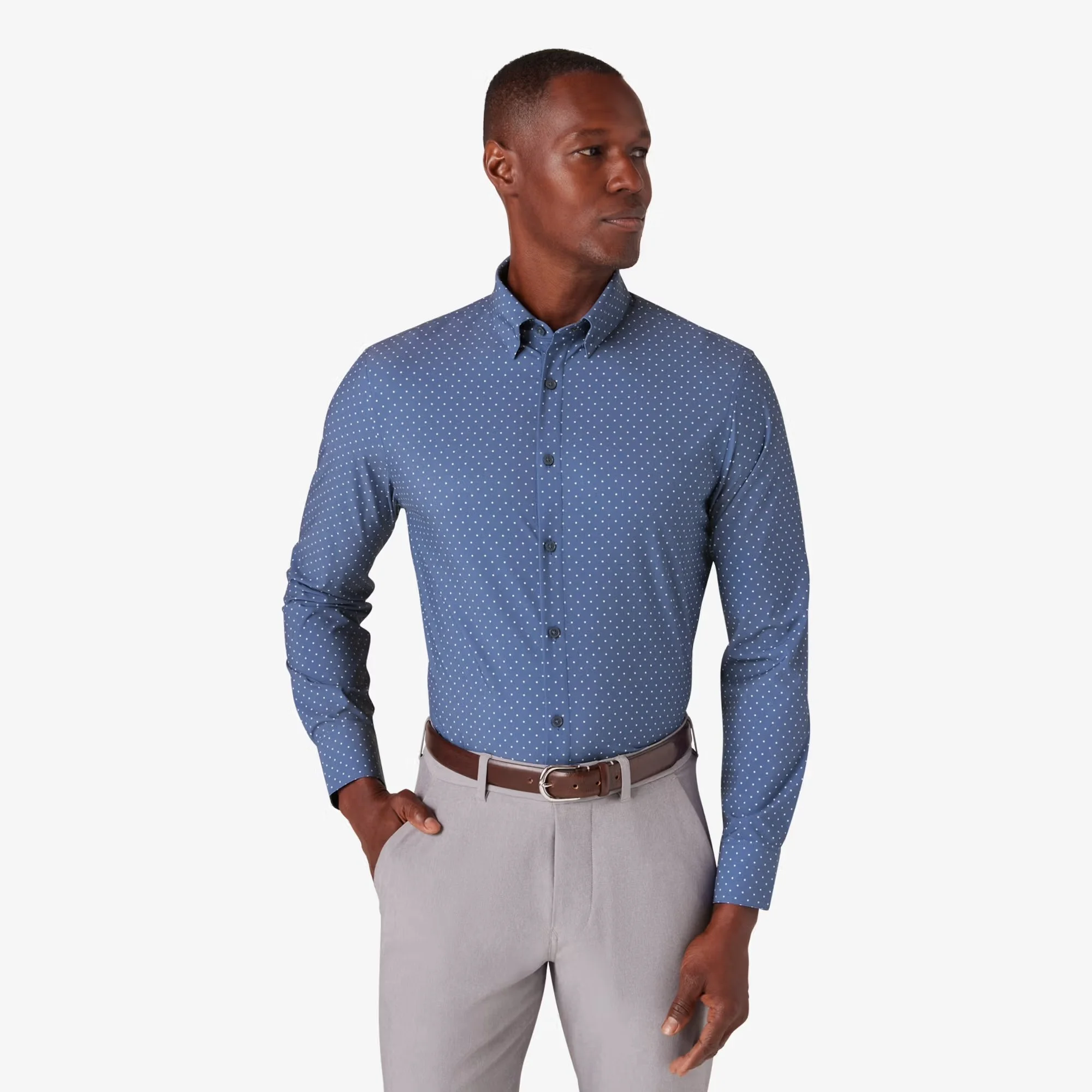 Mizzen + Main Leeward Dress Shirt Coastal Fjord Dot