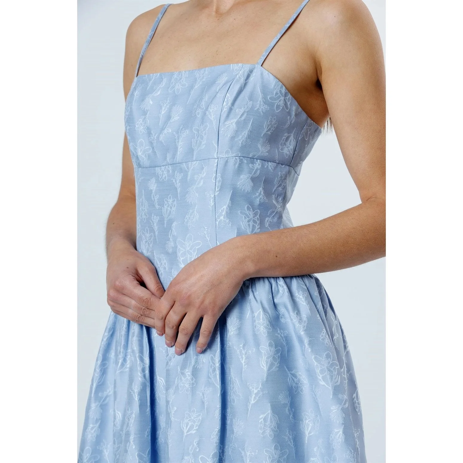 baby blue drop waist dress Miss Circle Women's Melody Baby Blue Railroad Stripe Halter Drop Waist Mini Dress