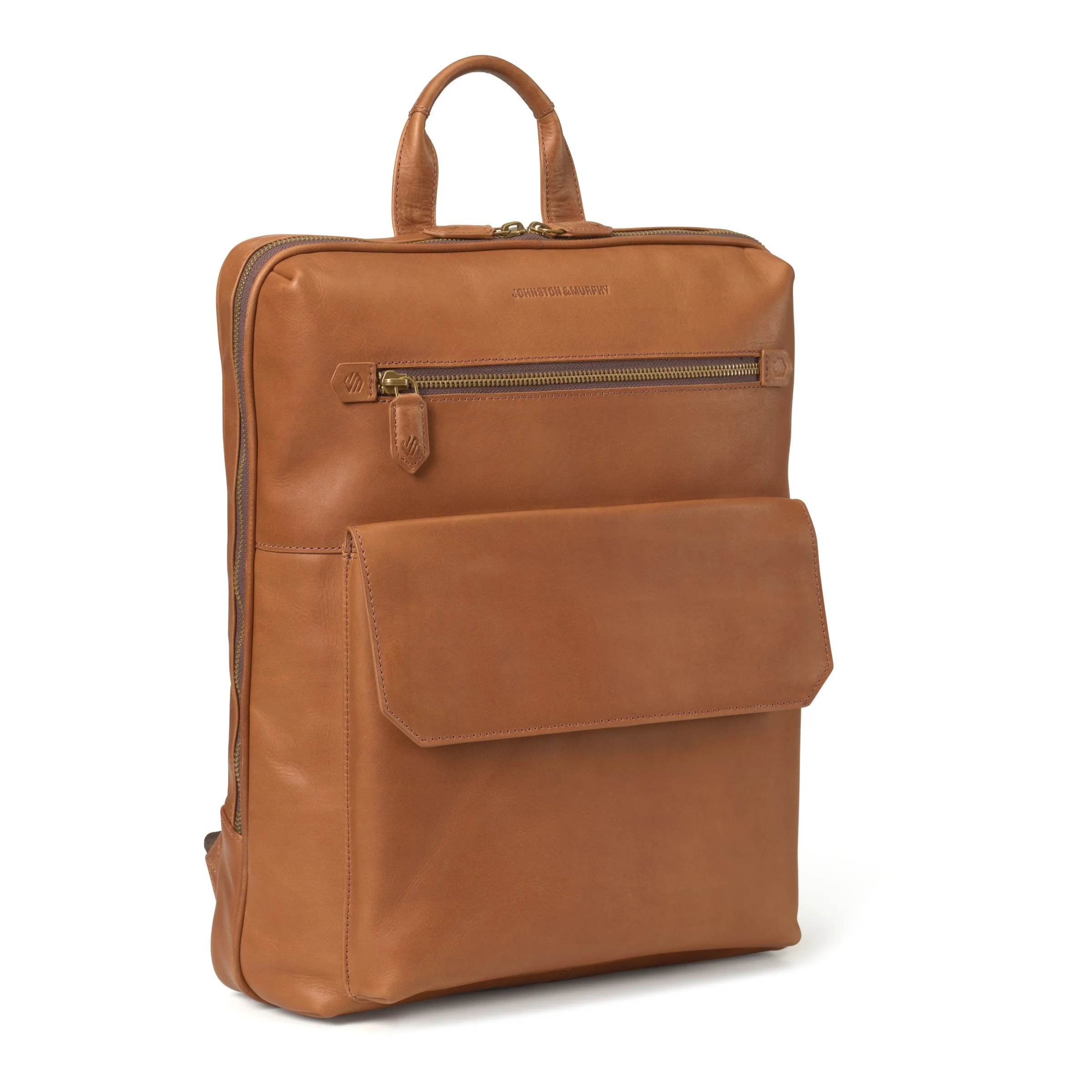 J&M Rhodes Commuter Backpack Tan Full Grain Leather