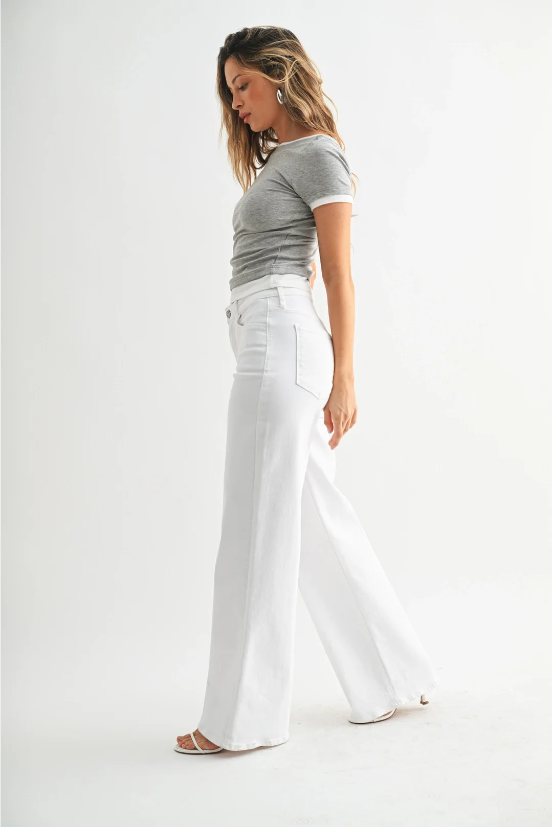 Stretchy Wide Leg Jean Optic White