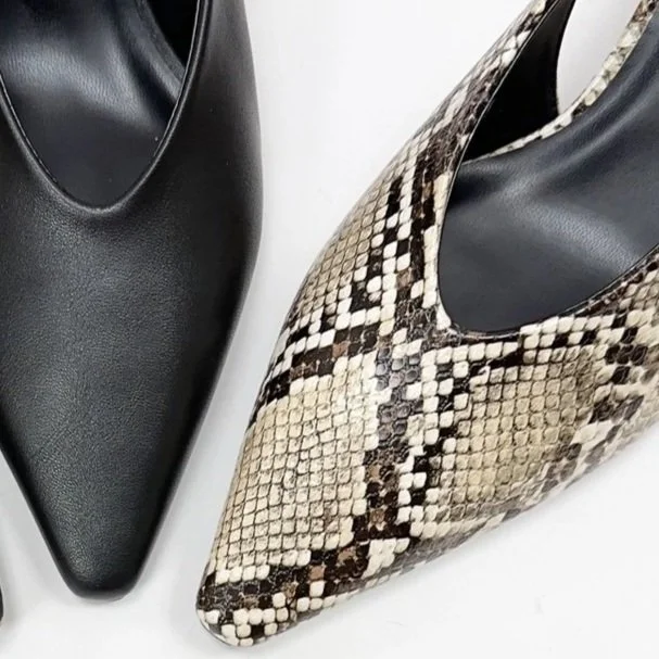 Azuka Pointed-toe Slingback Kitten Heel Python