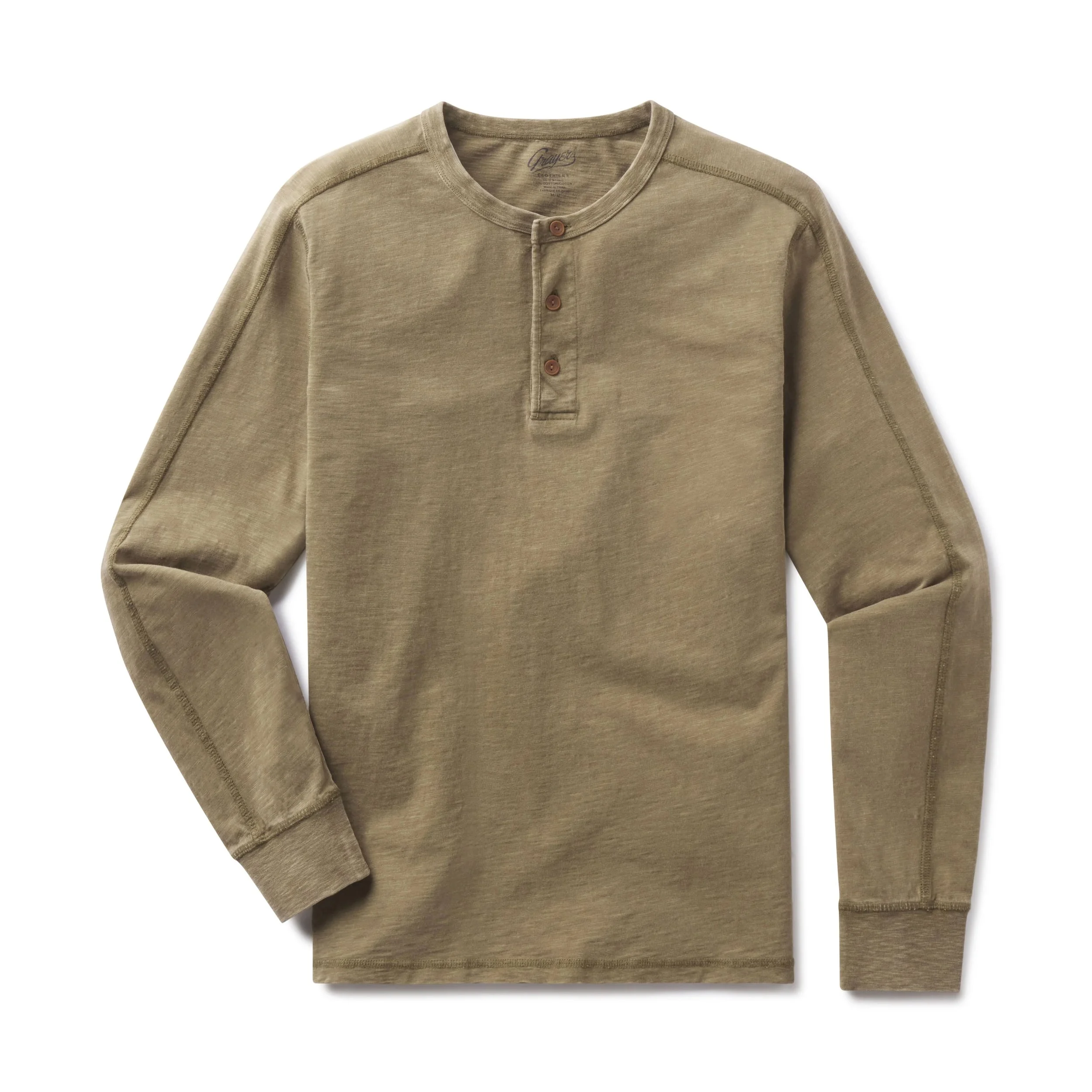Grayers Hewitt Garment Dyed Henley Military Olive