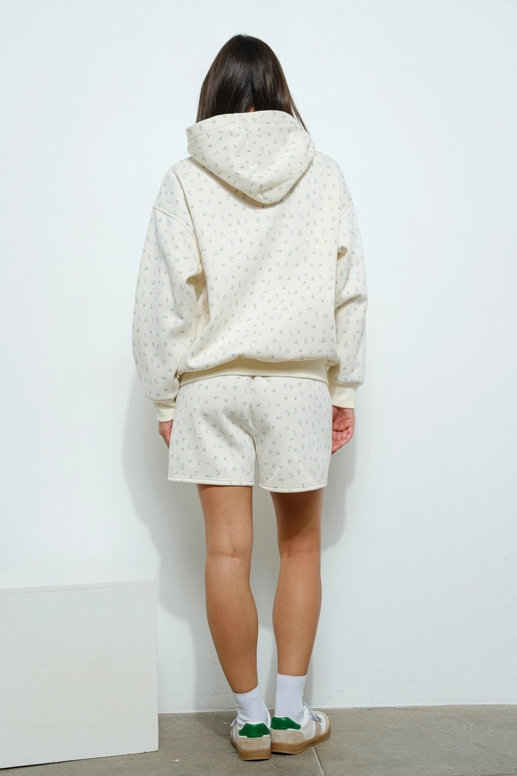 Floral Bow Print Hoodie Baby Blue (Copy)
