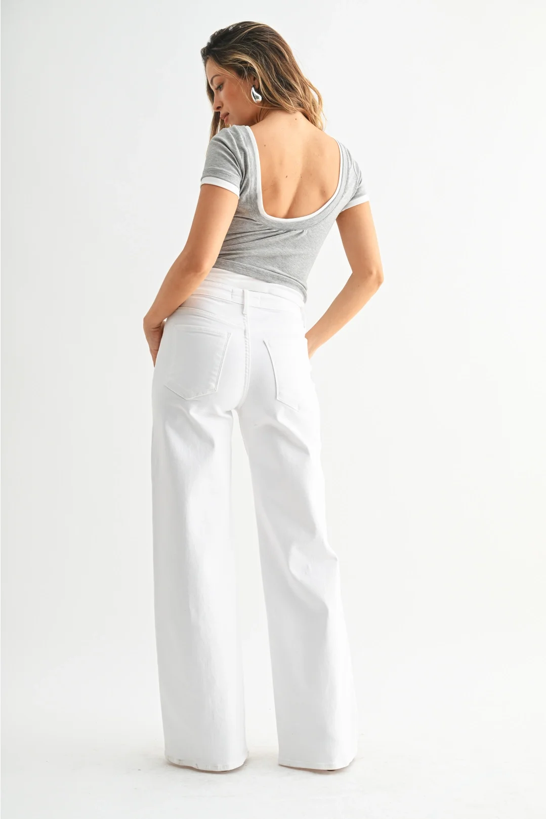 Stretchy Wide Leg Jean Optic White