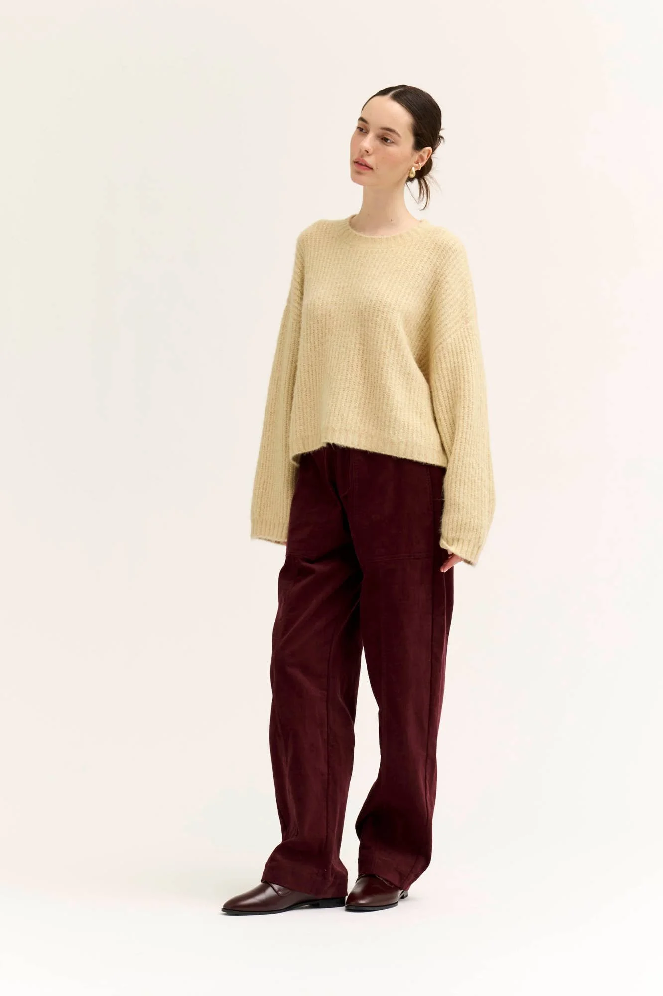 Loose Fit Fuzzy Yarn Sweater Butter