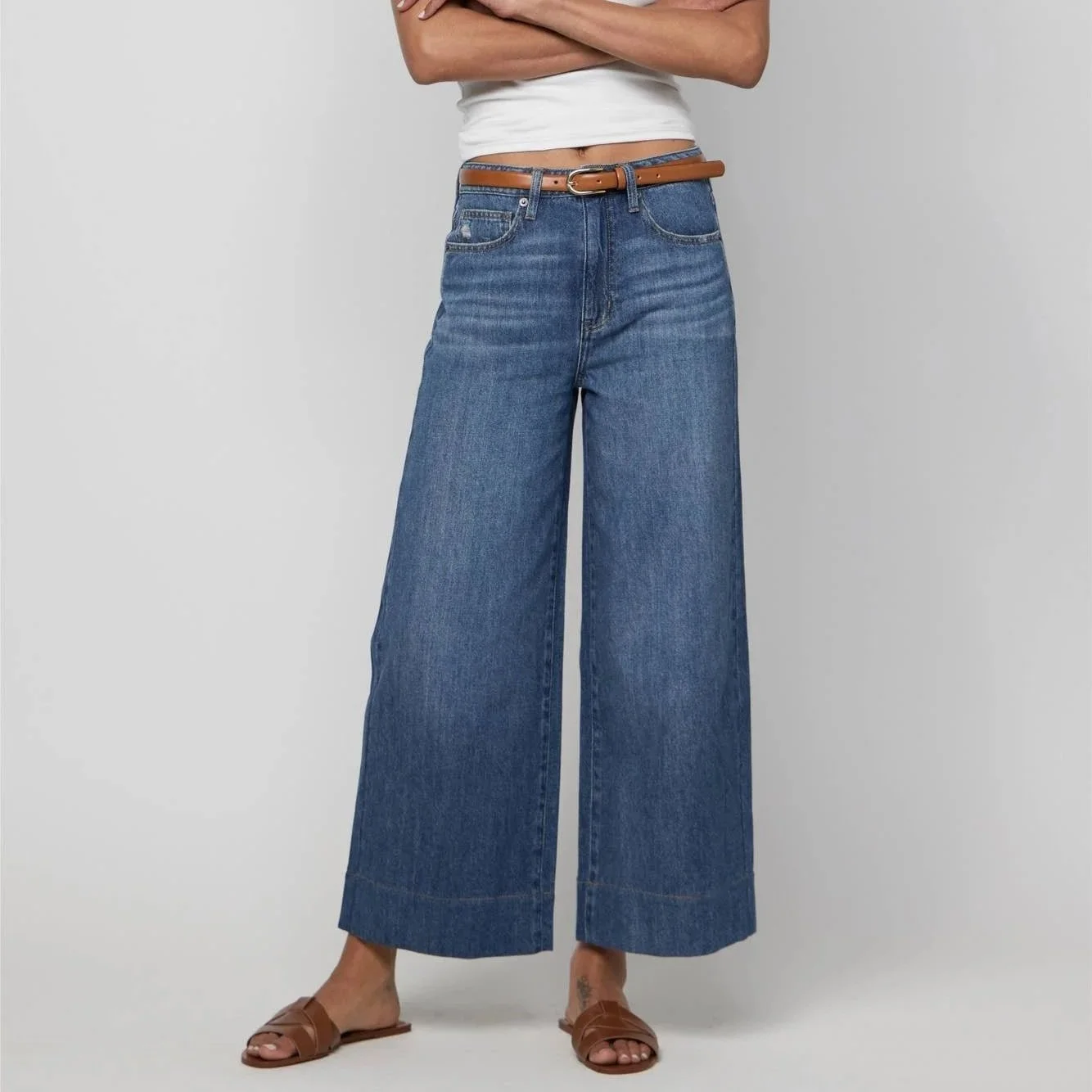 Dakota High Rise Cropped Wide Traditional Vintage Worn
