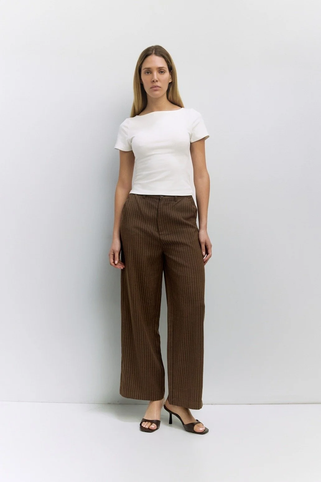 The Mariah Pinstripe Trousers Brown