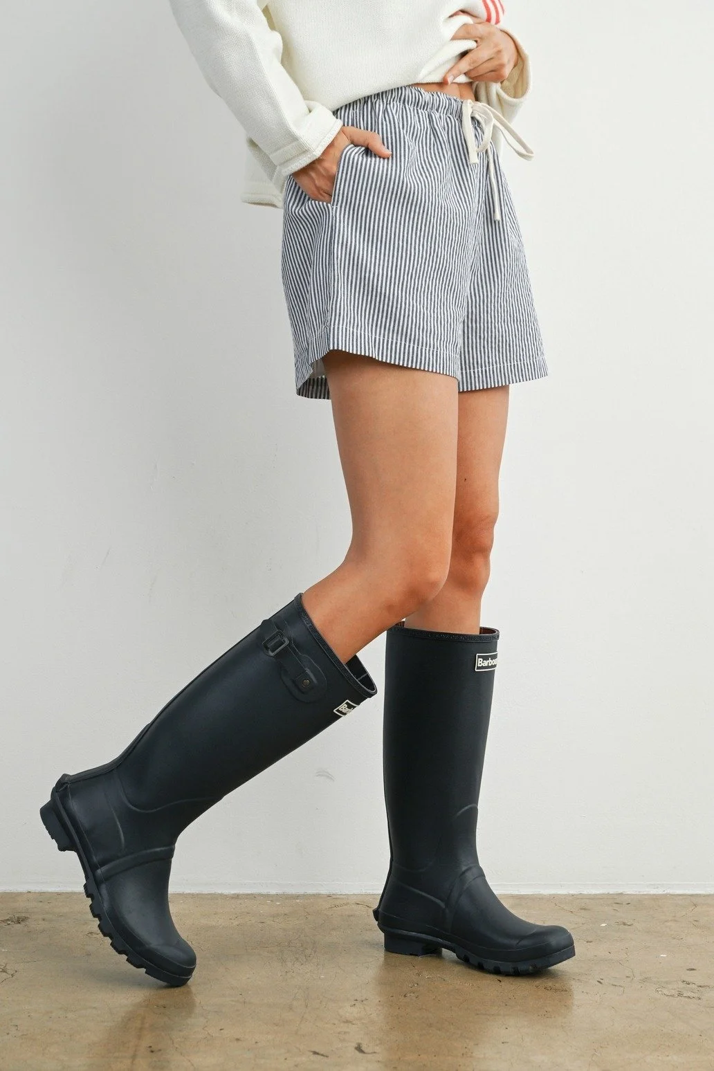 Drawstring Boxer Shorts Navy Stripe