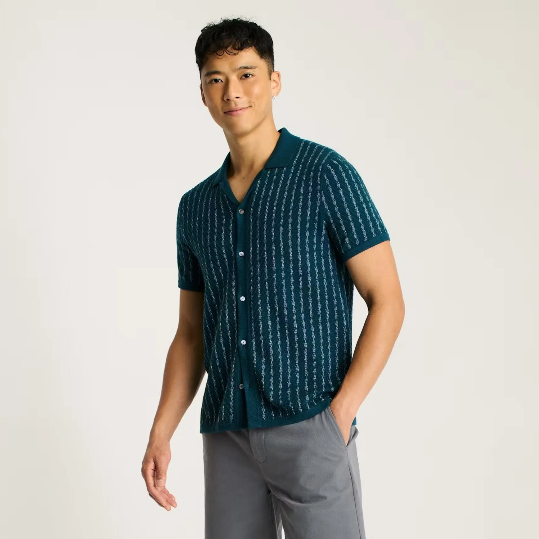 Bonobos Hudson Cabana Sweater Polo Teal Stripe