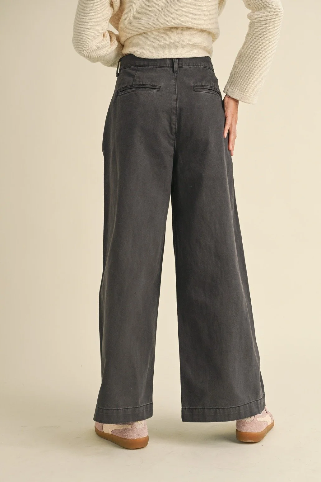 Cotton Wide Leg Pants Charcoal