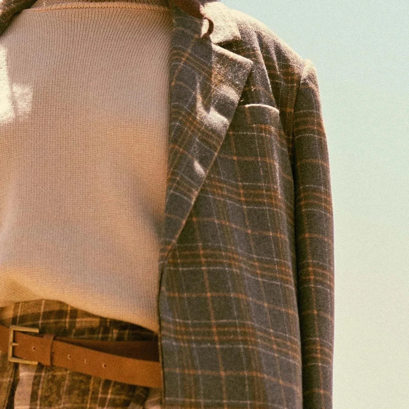 Double Breasted Overcoat Charcoal Plaid