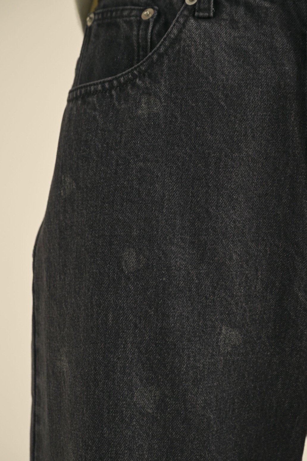 Heart Printed Denim Pants Black