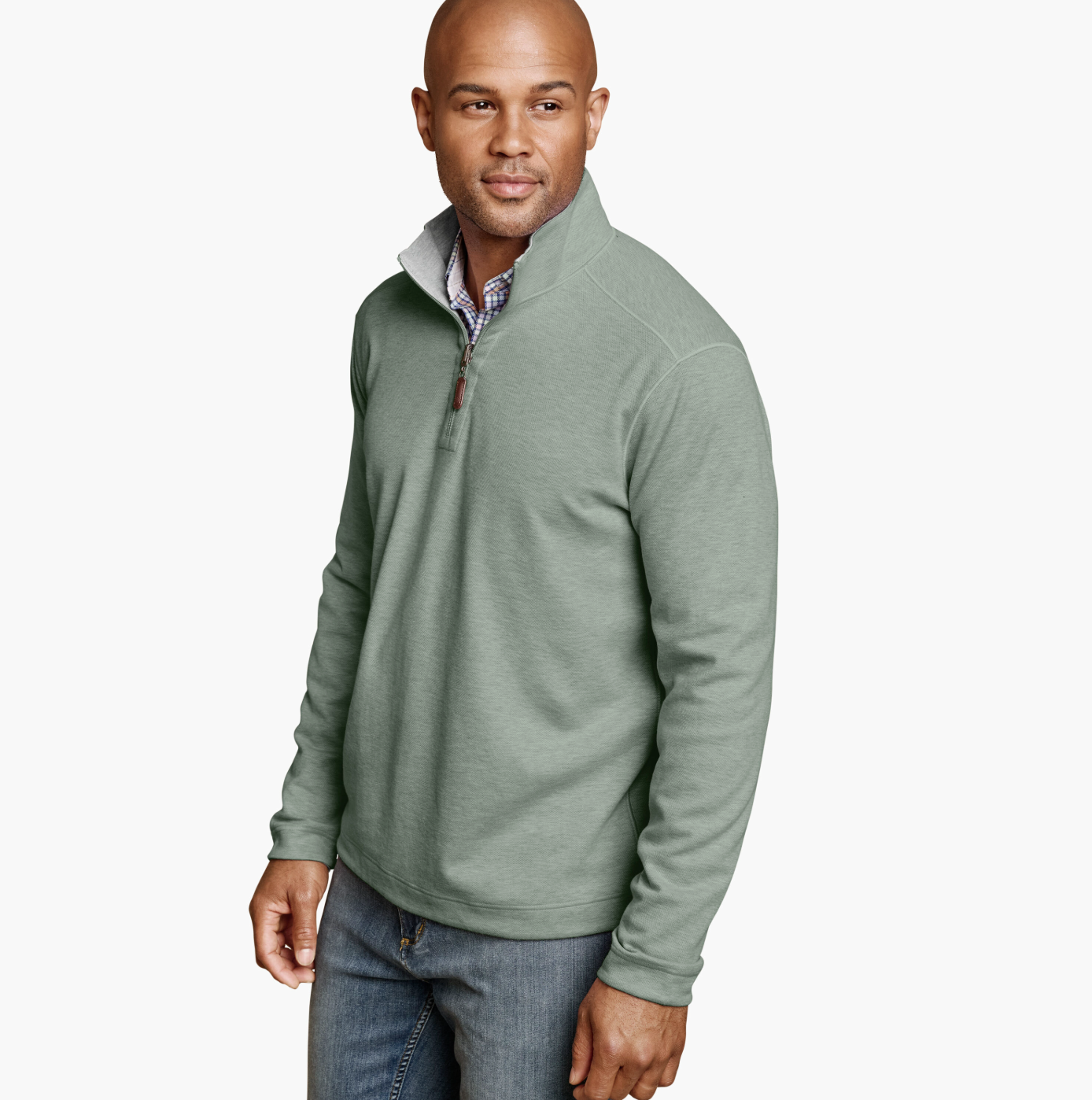 J&M Icon Reversible Quarter Zip Sage/White