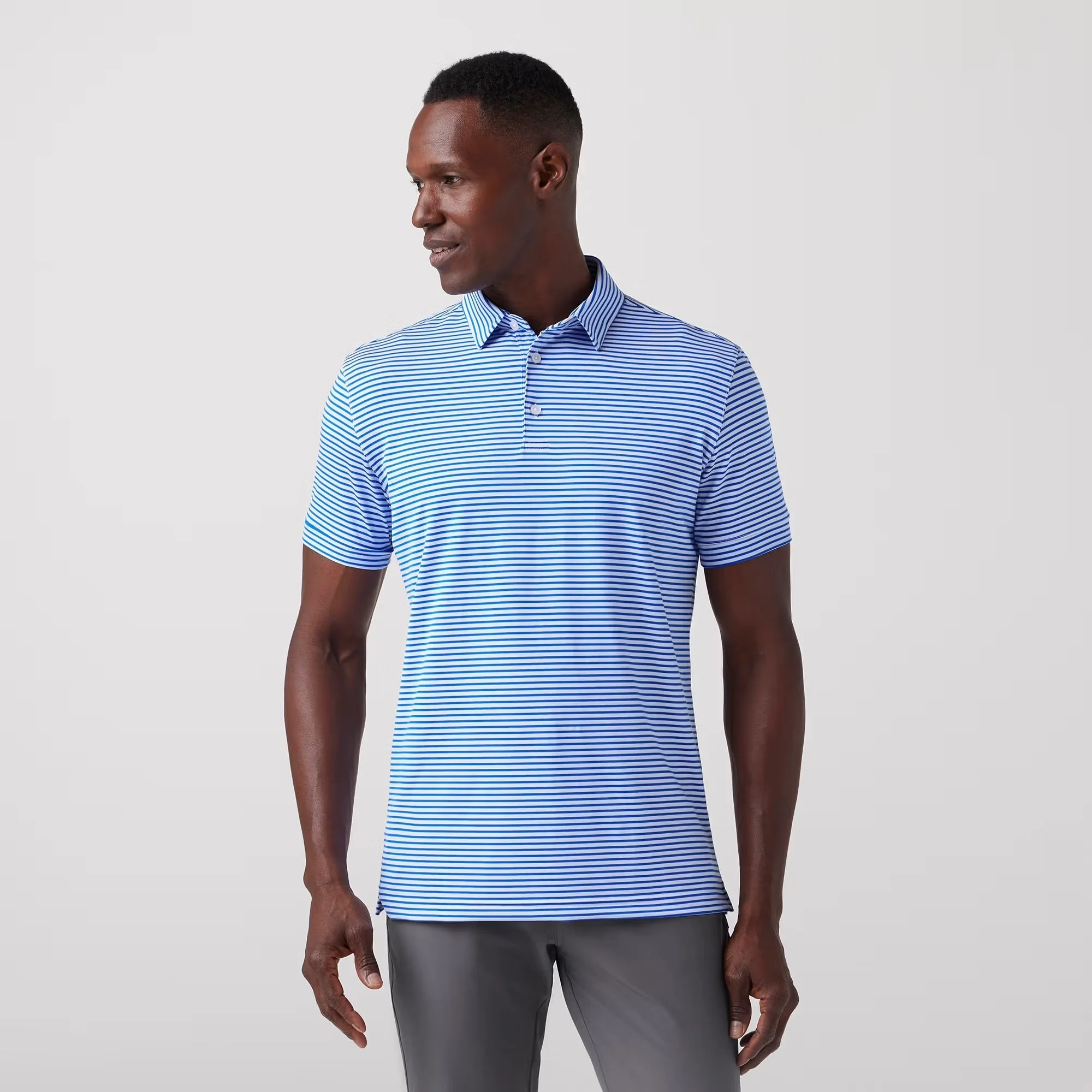 M+M Versa SS Polo Blue Stripe