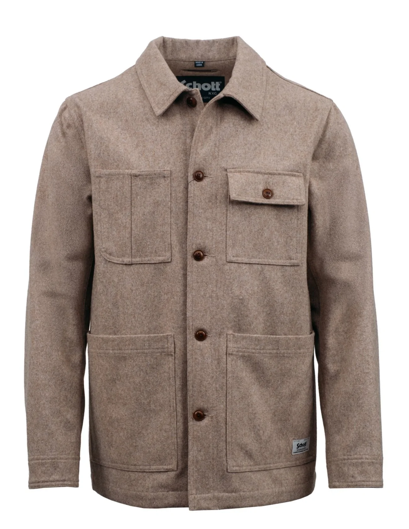 Schott CPO Wool Blend Chore Jacket Taupe