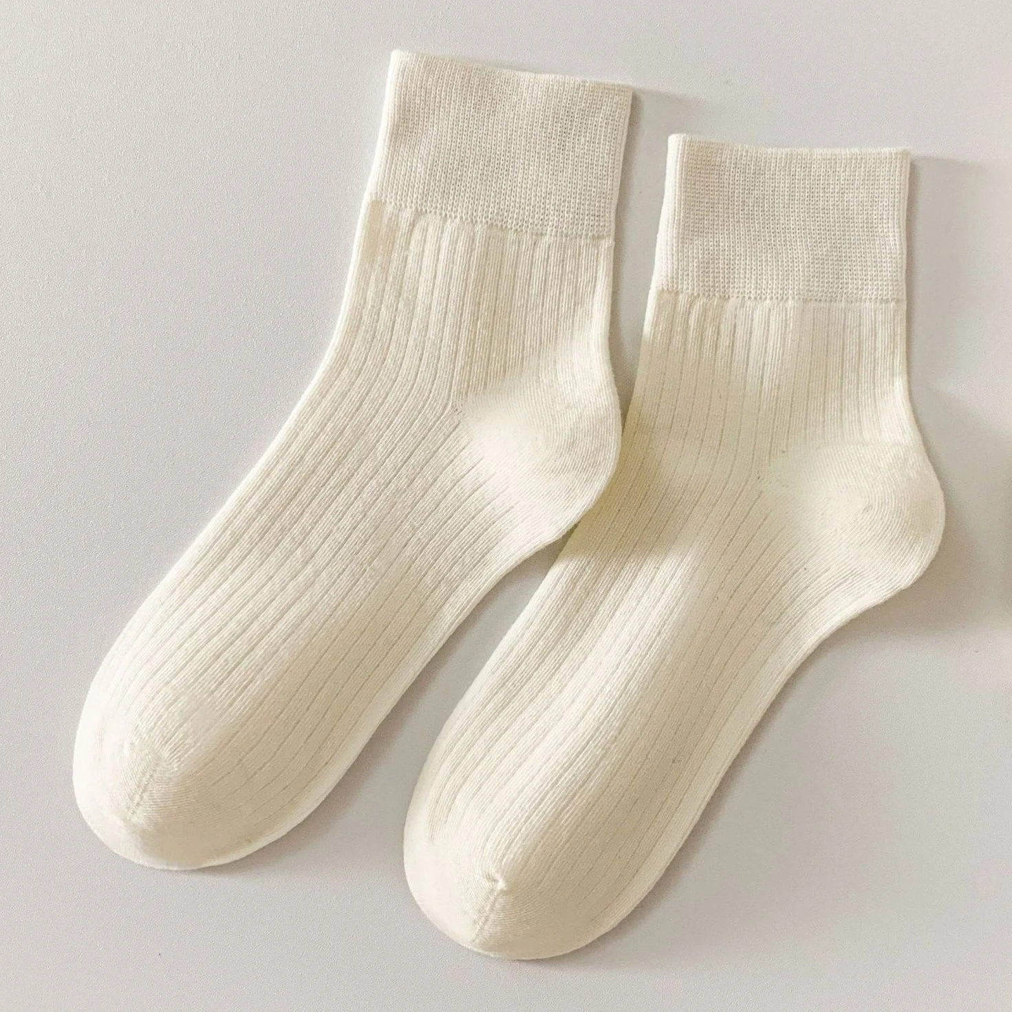 Ribbed Ankle Socks Off White