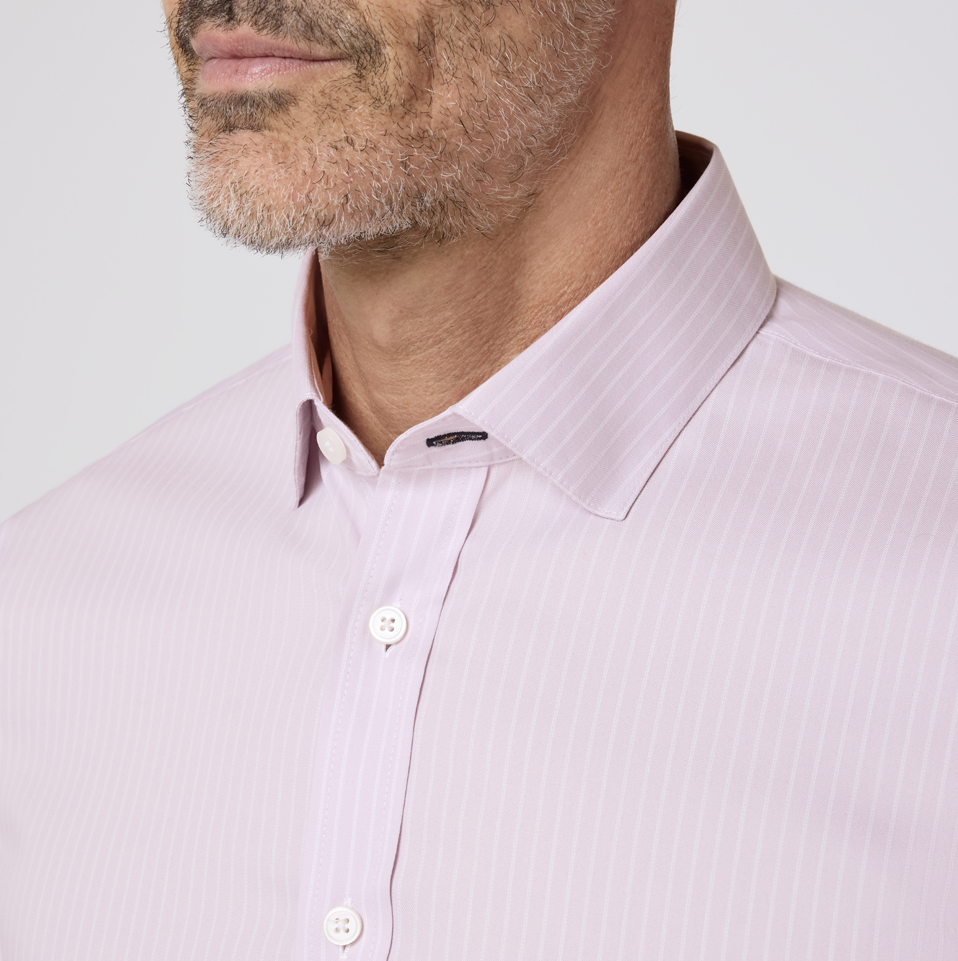 M+M Hilton Dress Shirt Lavender Haze Chalk Stripe