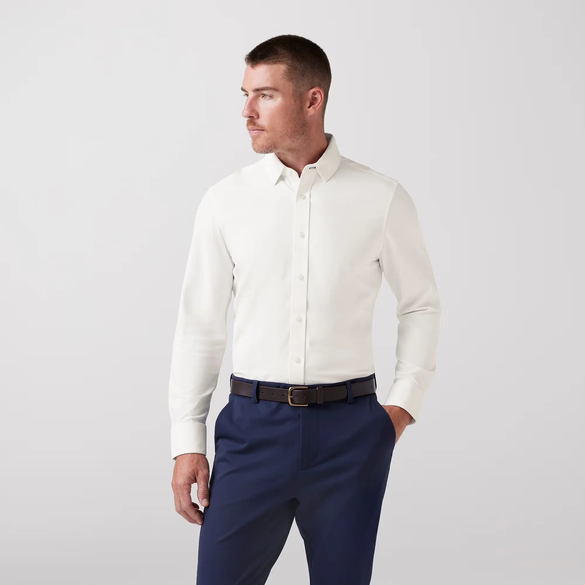 Mizzen + Main Bateman Long Sleeve Dress Shirt White Twill