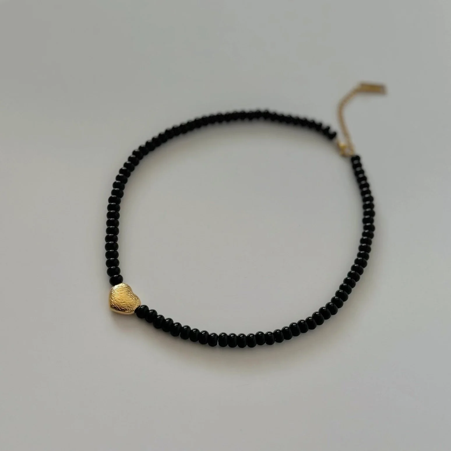 Maira Beaded Heart Necklace Black