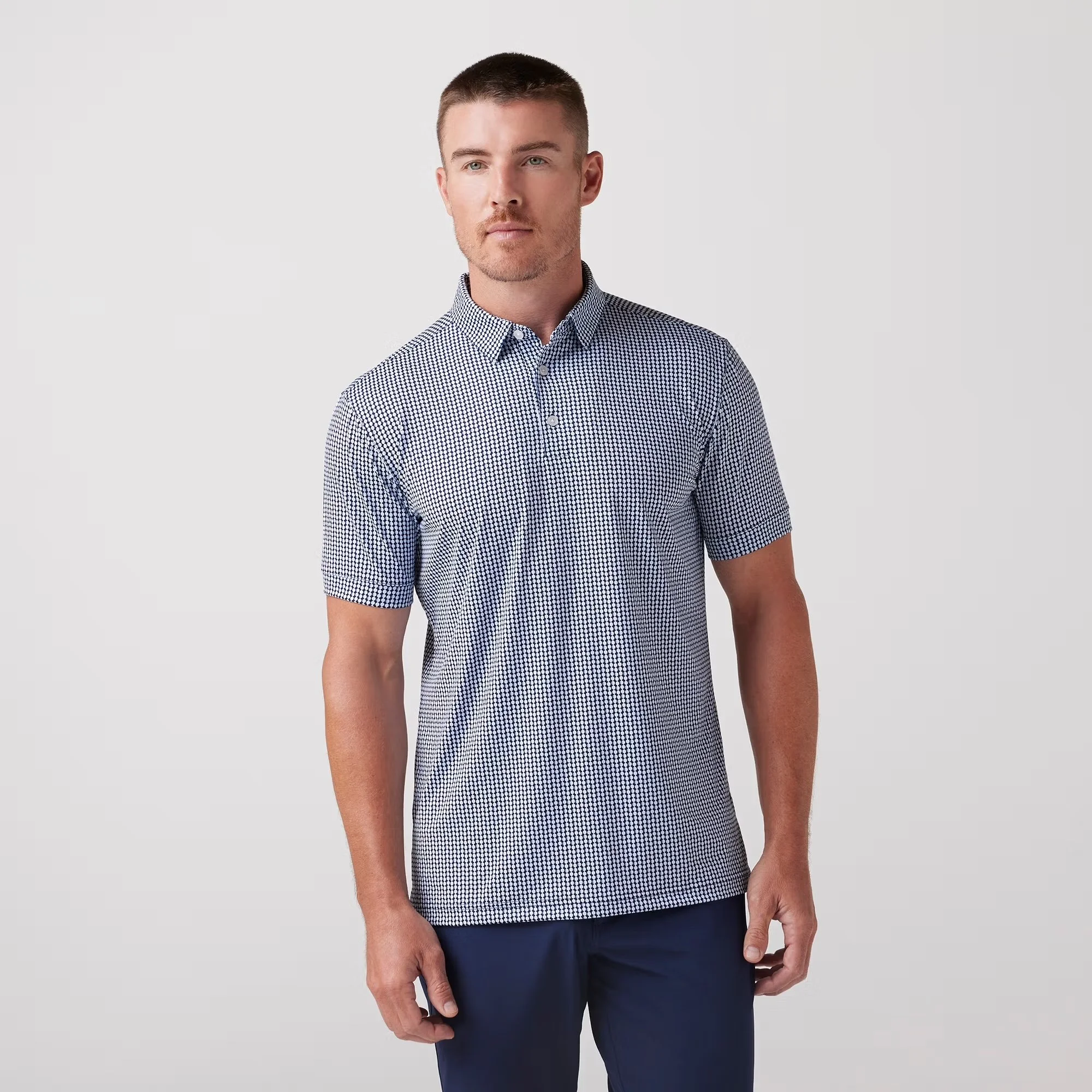 M+M Versa SS Polo Navy Circle Geo