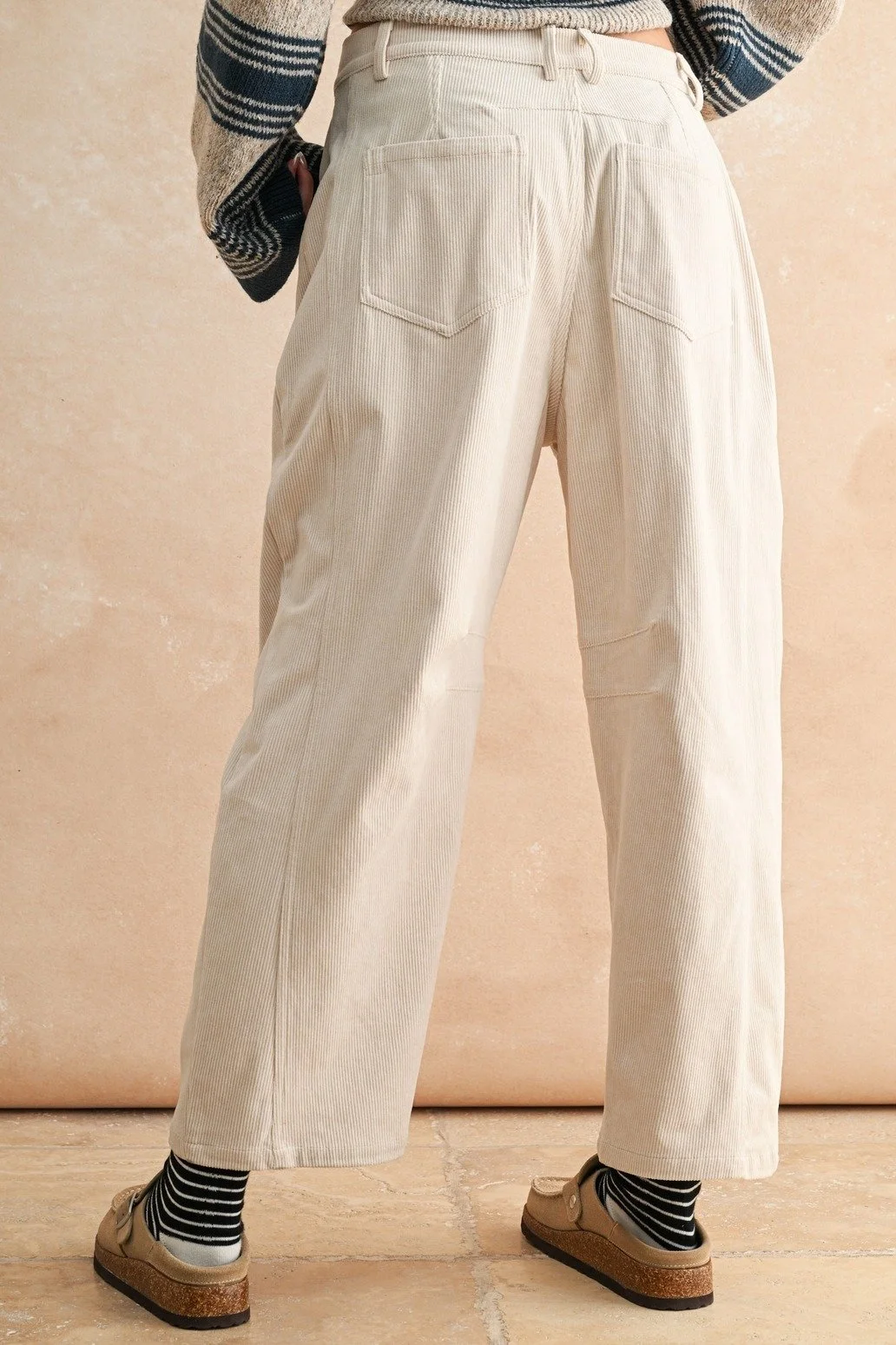 Corduroy Barrel Pants Beige
