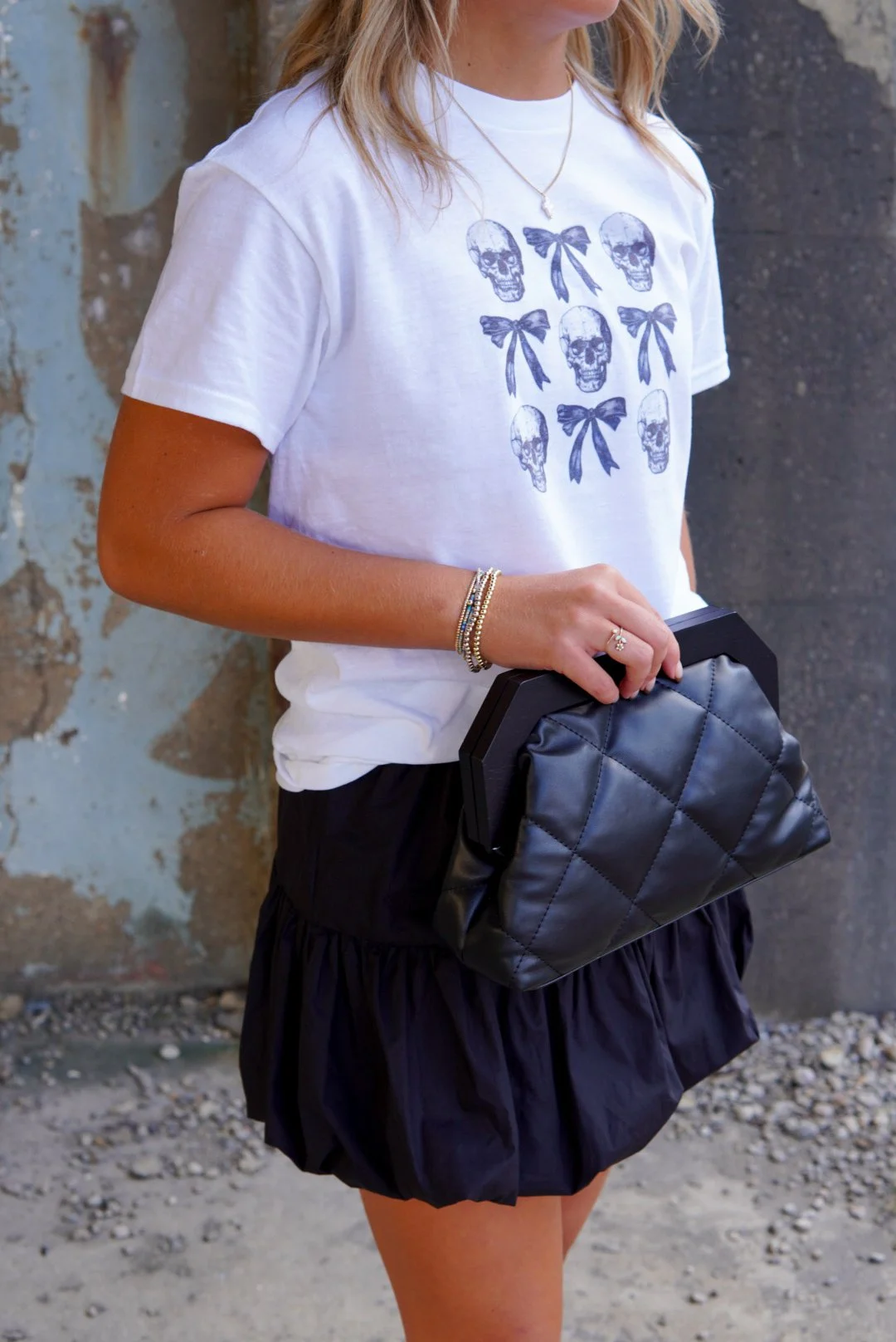 Coquette Halloween Bow & Skull Tee