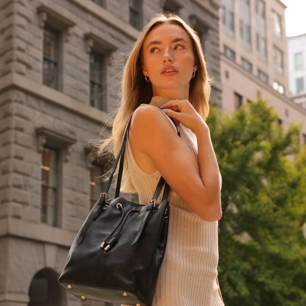 Sally Vegan Bucket Bag Black